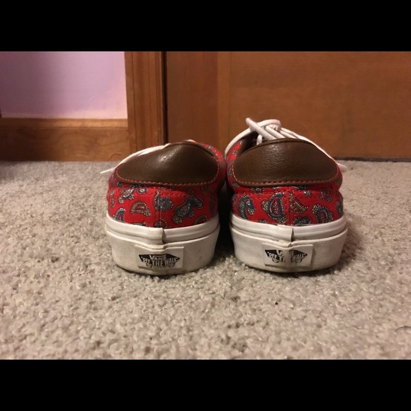 Red paisley Vans with leather accent - Picture 3 of 3